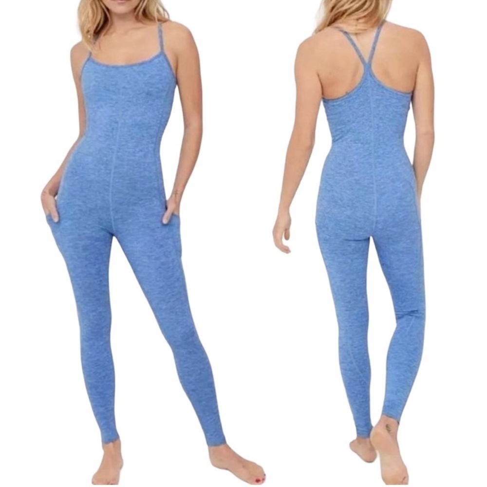 Aerie Offline The Hugger Jumpsuit Blue Lion One Piece Workout Bodysuit Pocket XL